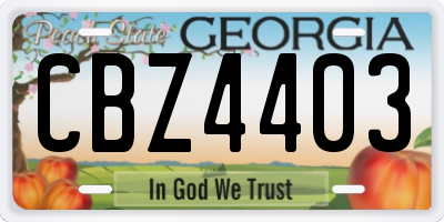 GA license plate CBZ4403