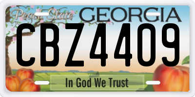 GA license plate CBZ4409