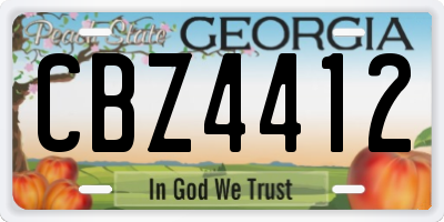 GA license plate CBZ4412