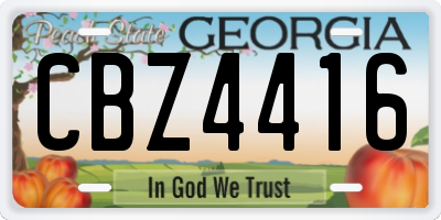 GA license plate CBZ4416