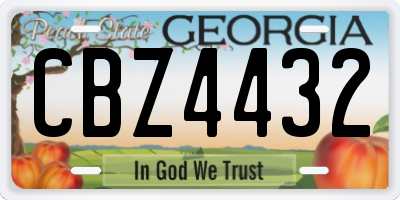 GA license plate CBZ4432