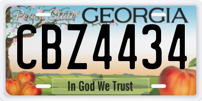 GA license plate CBZ4434