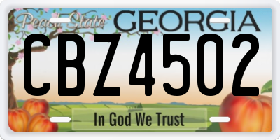 GA license plate CBZ4502