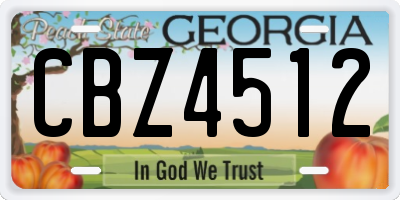 GA license plate CBZ4512