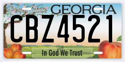 GA license plate CBZ4521