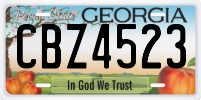 GA license plate CBZ4523