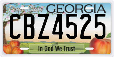GA license plate CBZ4525