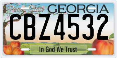 GA license plate CBZ4532