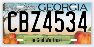 GA license plate CBZ4534