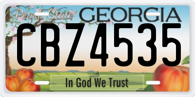 GA license plate CBZ4535