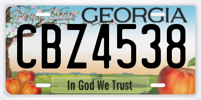 GA license plate CBZ4538