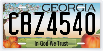 GA license plate CBZ4540