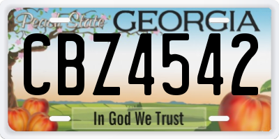 GA license plate CBZ4542