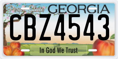 GA license plate CBZ4543