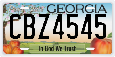 GA license plate CBZ4545
