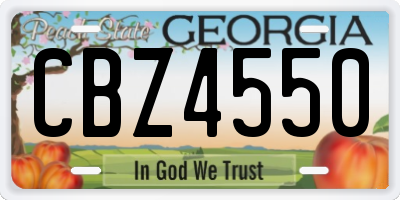 GA license plate CBZ4550