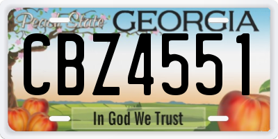 GA license plate CBZ4551