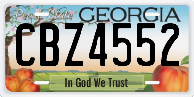 GA license plate CBZ4552