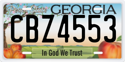 GA license plate CBZ4553