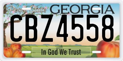 GA license plate CBZ4558