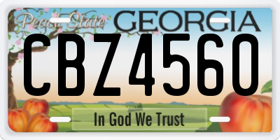 GA license plate CBZ4560