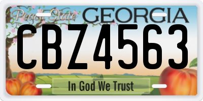 GA license plate CBZ4563