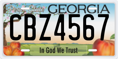 GA license plate CBZ4567
