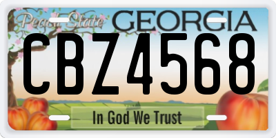 GA license plate CBZ4568