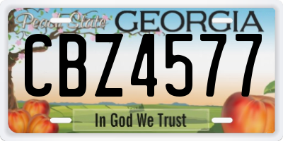 GA license plate CBZ4577