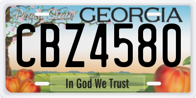 GA license plate CBZ4580