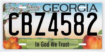GA license plate CBZ4582