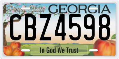 GA license plate CBZ4598