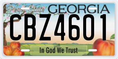 GA license plate CBZ4601