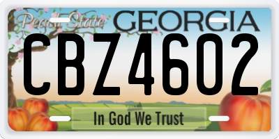 GA license plate CBZ4602