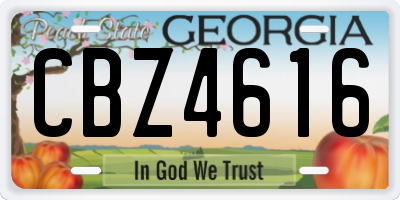 GA license plate CBZ4616