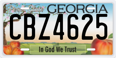 GA license plate CBZ4625