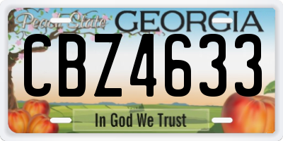 GA license plate CBZ4633