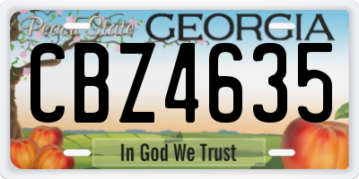 GA license plate CBZ4635