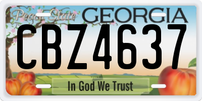 GA license plate CBZ4637