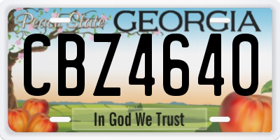 GA license plate CBZ4640