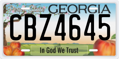 GA license plate CBZ4645