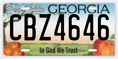 GA license plate CBZ4646