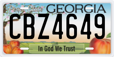 GA license plate CBZ4649