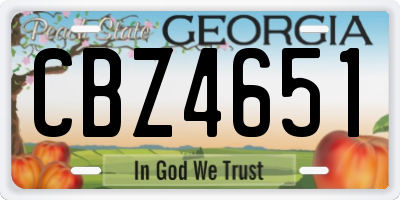 GA license plate CBZ4651