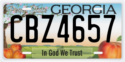 GA license plate CBZ4657