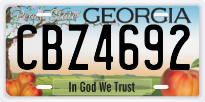 GA license plate CBZ4692