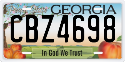 GA license plate CBZ4698