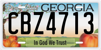 GA license plate CBZ4713
