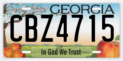 GA license plate CBZ4715