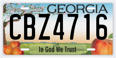 GA license plate CBZ4716